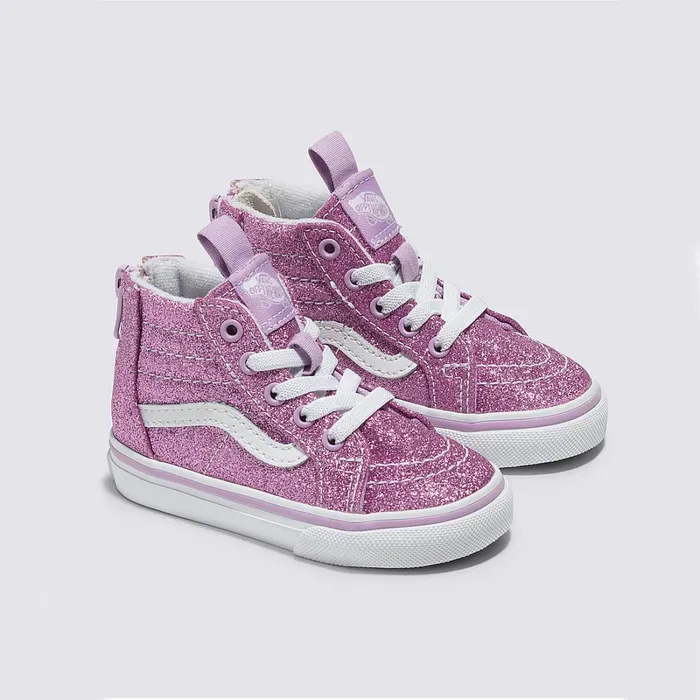 Vans View All Kids Toddler Glitter Sk8Hi Zip Shoes 14 Years Purple