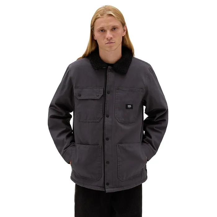 Vans View All Men Drill Chore Coat Sherpa Jacket Grey