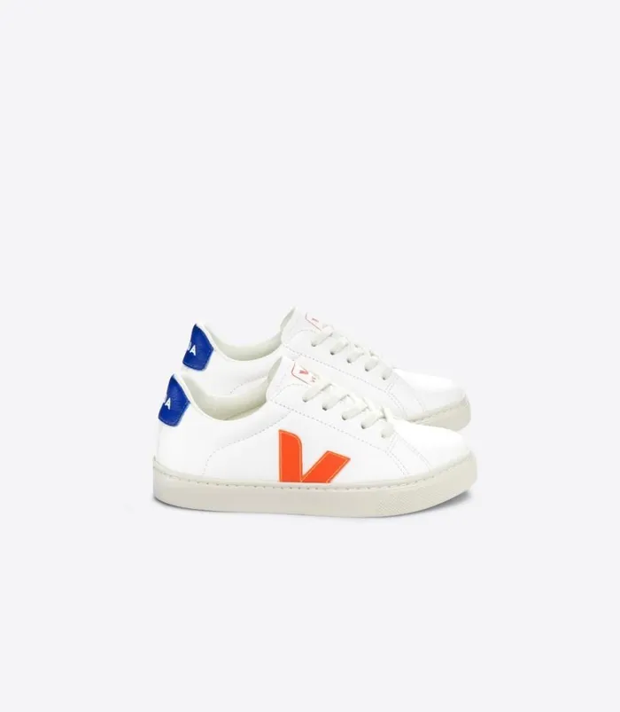 VEJA Esplar Kids ESPLAR LACES CHROMEFREE LEATHER WHITE ORANGE FLUO