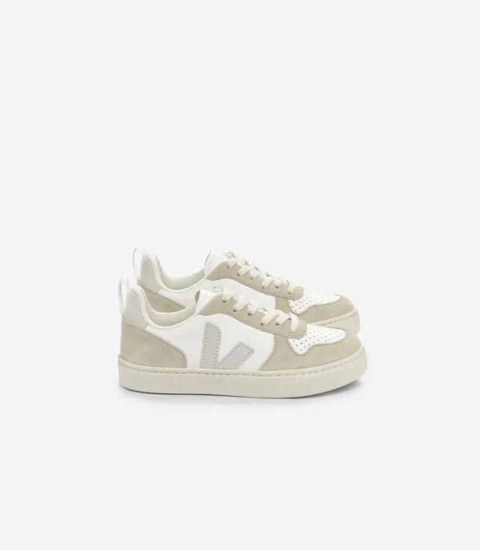 VEJA V10 Kids V10 LACES CHROMEFREE LEATHER WHITE NATURAL ALMOND