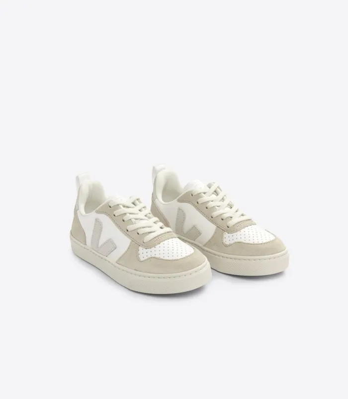 VEJA V10 Kids V10 LACES CHROMEFREE LEATHER WHITE NATURAL ALMOND