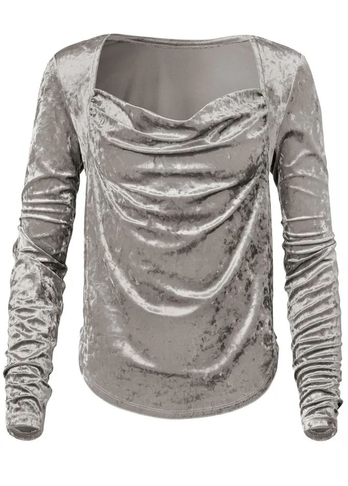 VELVET COWL NECK TOP Silver Women VENUS Night Out Tops