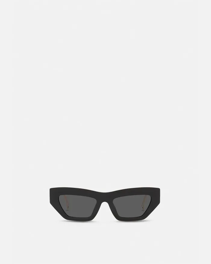 Versace 90s Vintage Logo CatEye Sunglasses Black Women Sunglasses