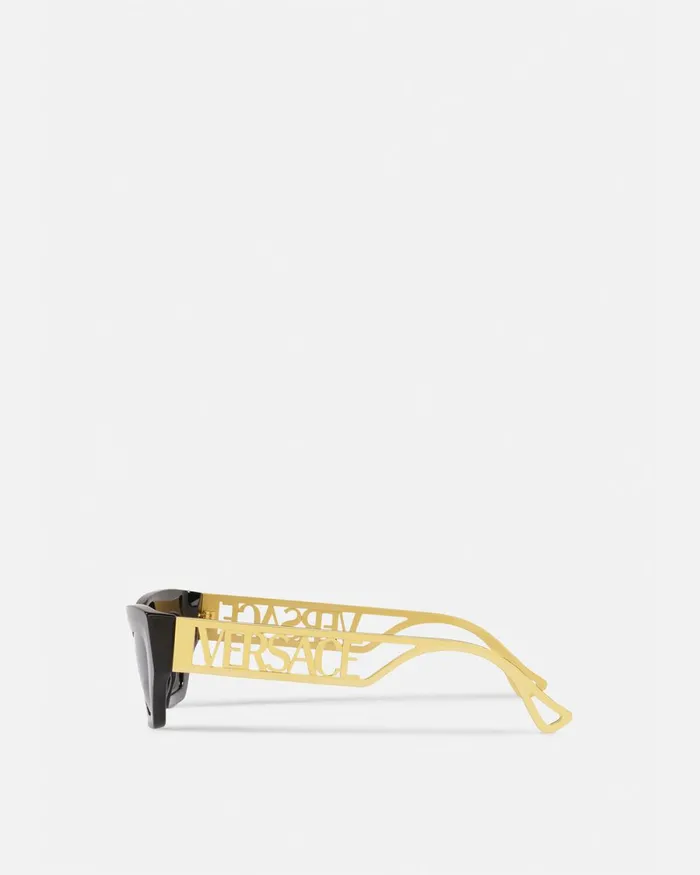 Versace 90s Vintage Logo CatEye Sunglasses Black Women Sunglasses