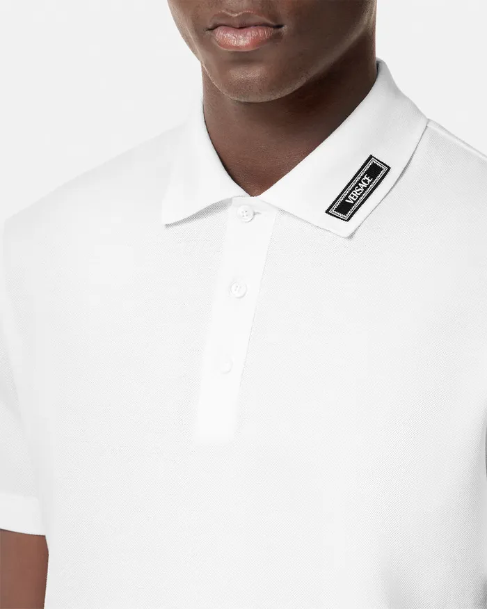 Versace 90s Vintage Logo Polo Shirt White Men TShirts and Polos