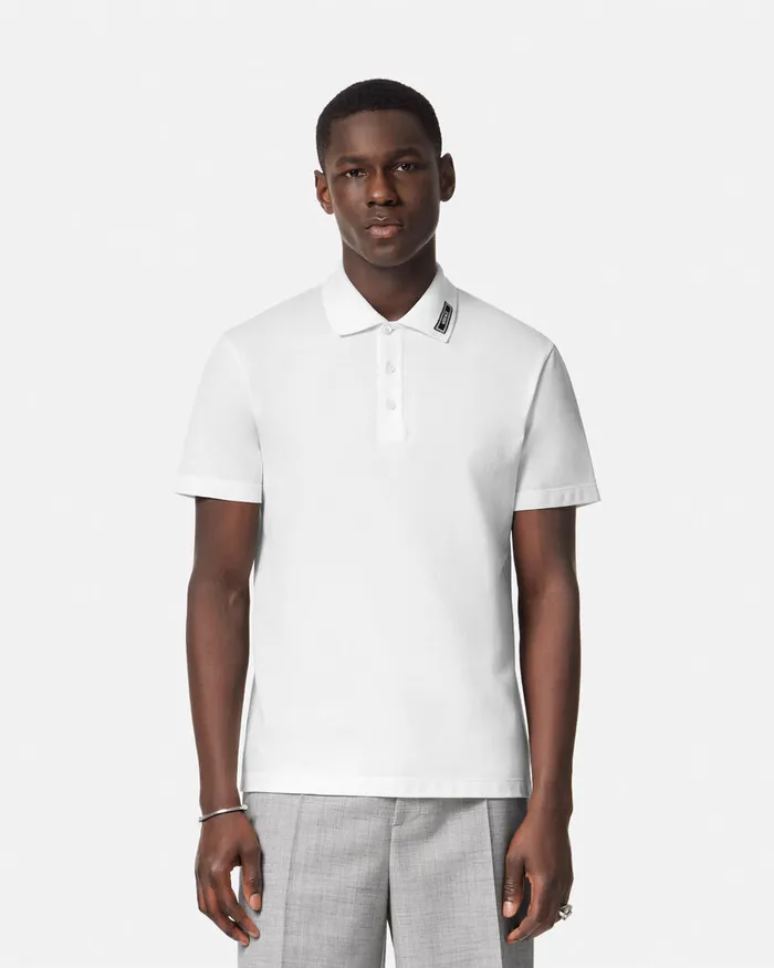 Versace 90s Vintage Logo Polo Shirt White Men TShirts and Polos