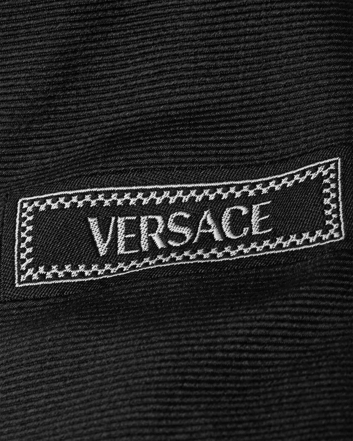 Versace 90s Vintage Logo Silk Tie Black Men Soft Accessories