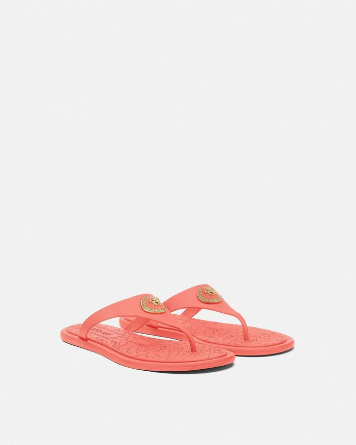 Versace Alia Flat Rubber Sandals Coral Women Alia