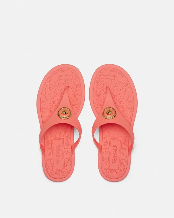 Versace Alia Flat Rubber Sandals Coral Women Alia