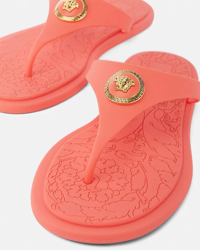Versace Alia Flat Rubber Sandals Coral Women Alia