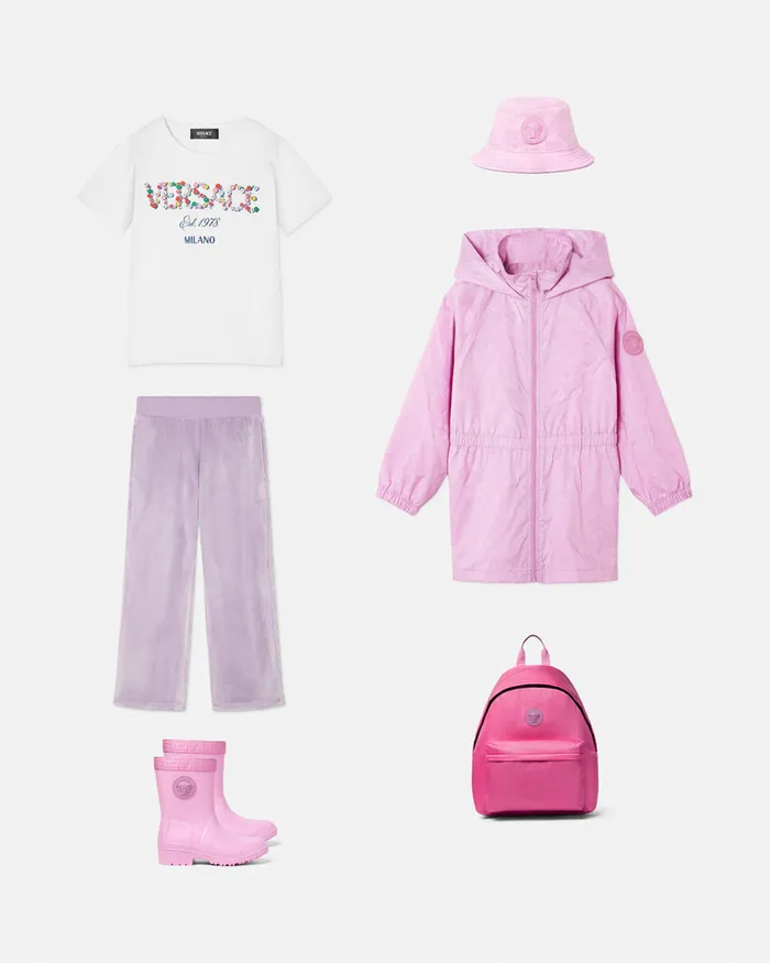 Versace Barocco Jacquard Parka Pink Kids Outerwear