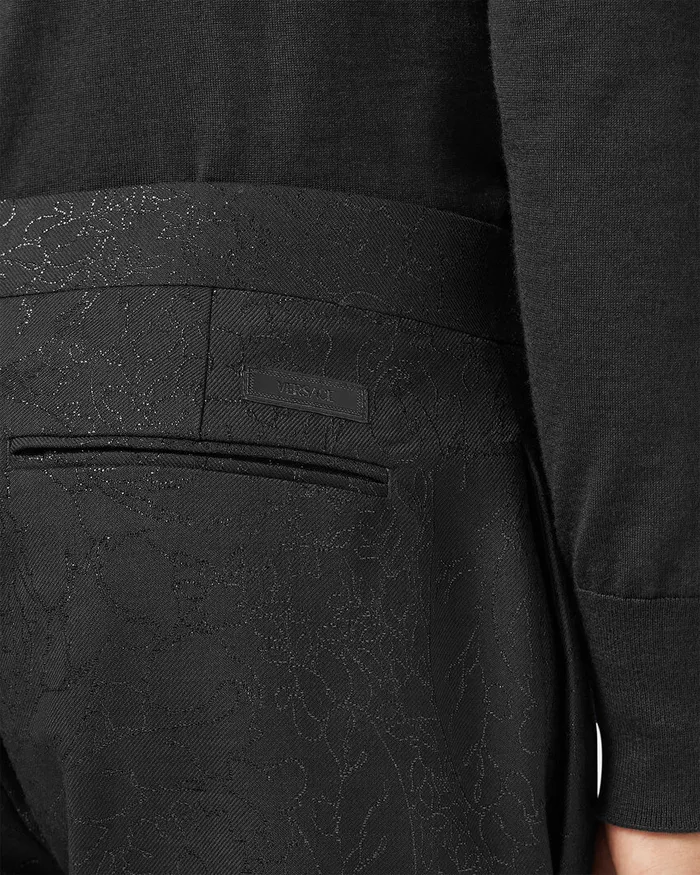 Versace Barocco Lurex Formal Pants Black Men Pants and Shorts