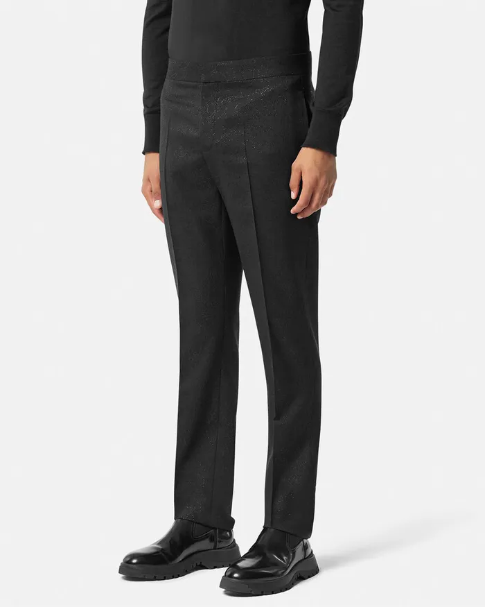 Versace Barocco Lurex Formal Pants Black Men Pants and Shorts
