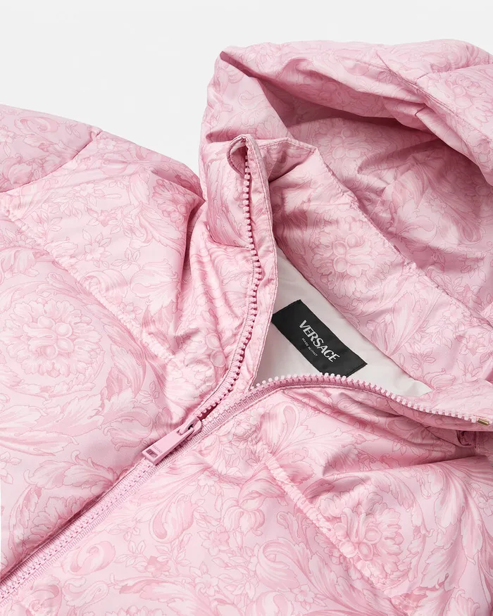 Versace Barocco Puffer Jacket Pinkprint Kids Outerwear and Jackets