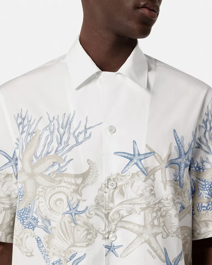 Versace Barocco Sea Cotton Shirt Whiteprint Men Shirts