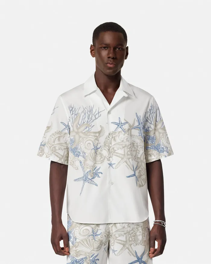 Versace Barocco Sea Cotton Shirt Whiteprint Men Shirts