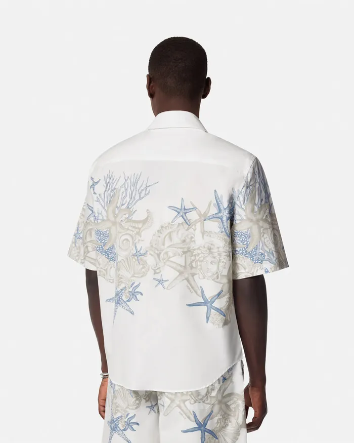 Versace Barocco Sea Cotton Shirt Whiteprint Men Shirts