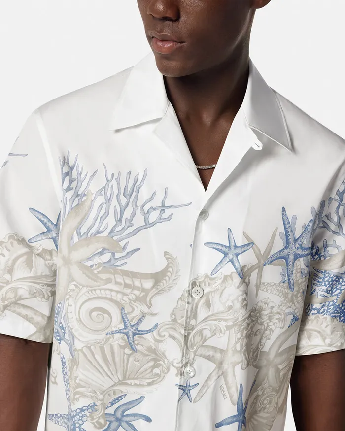 Versace Barocco Sea Cotton Shirt Whiteprint Men Shirts