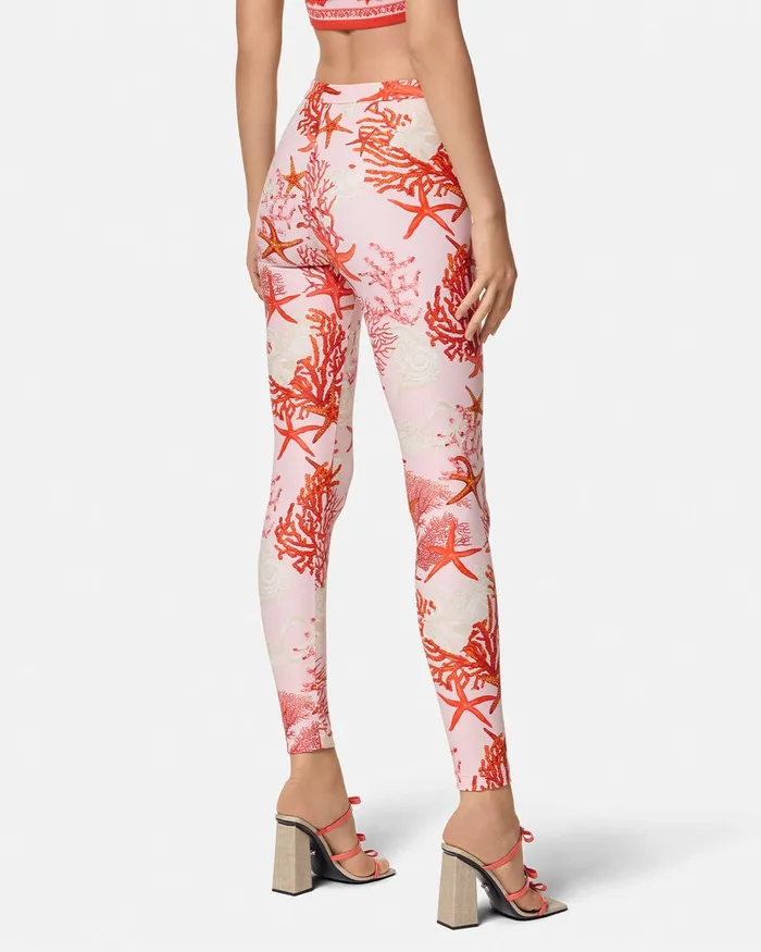 Versace Barocco Sea Leggings Pinkprint Women Pants and Shorts