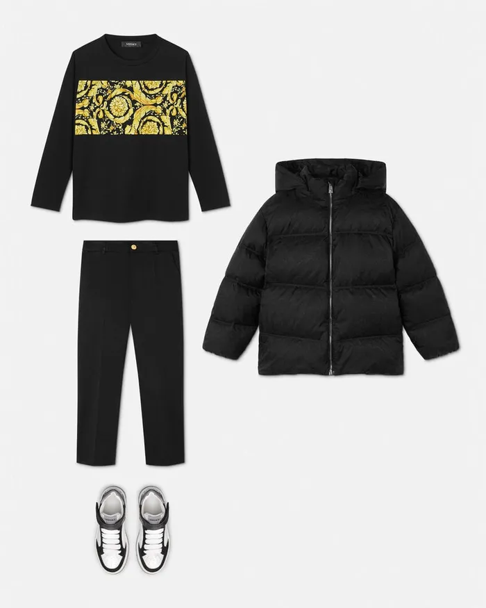 Versace Barocco TShirt Black Kids Tshirts and Polos