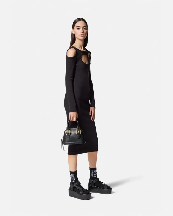 Versace Baroque Buckle Cutout Midi Dress Blackprint Women Jeans Couture