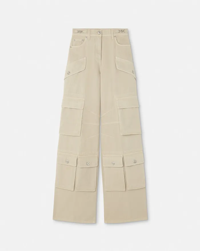 Versace Cargo Jeans Beige Women Pants and Shorts