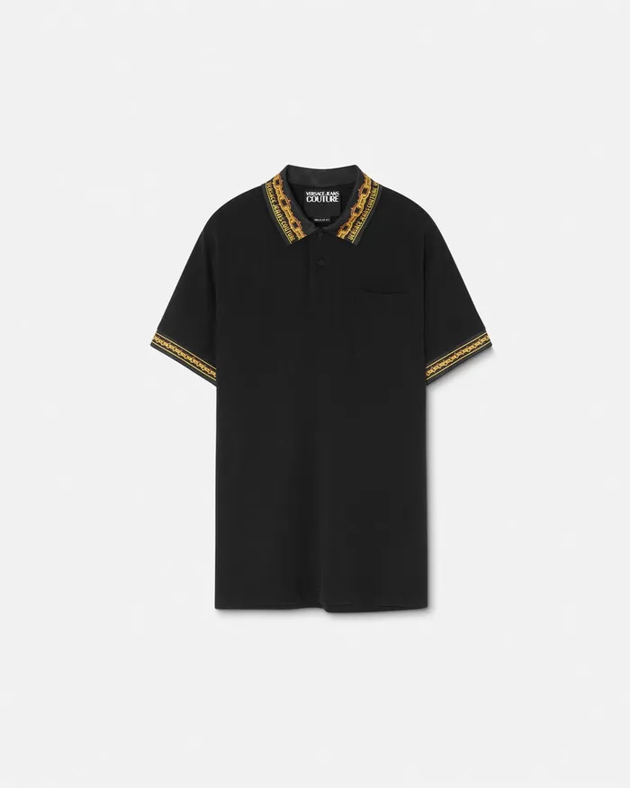 Versace Chain Couture RegularFit Polo Shirt Blackgold Men Jeans Couture