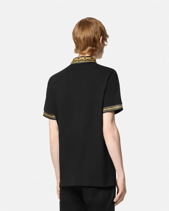 Versace Chain Couture RegularFit Polo Shirt Blackgold Men Jeans Couture