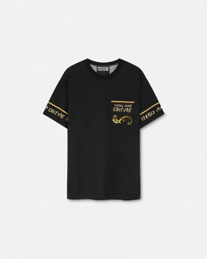 Versace Chromo Couture RegularFit TShirt Blackgold Men Jeans Couture