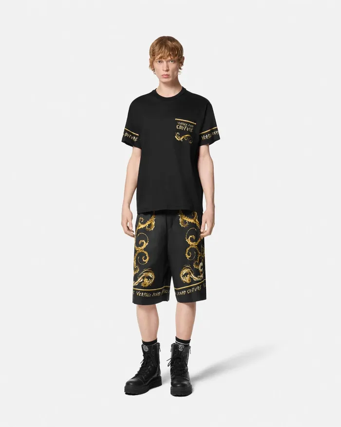 Versace Chromo Couture RegularFit TShirt Blackgold Men Jeans Couture