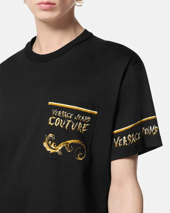 Versace Chromo Couture RegularFit TShirt Blackgold Men Jeans Couture