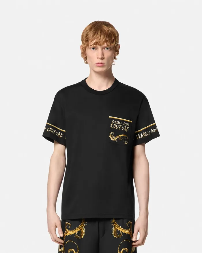 Versace Chromo Couture RegularFit TShirt Blackgold Men Jeans Couture