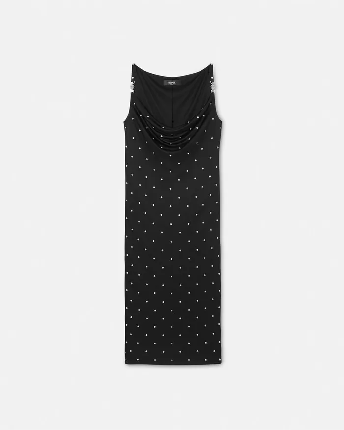 Versace Cielo Stellato Slip Midi Dress Black Women Dresses