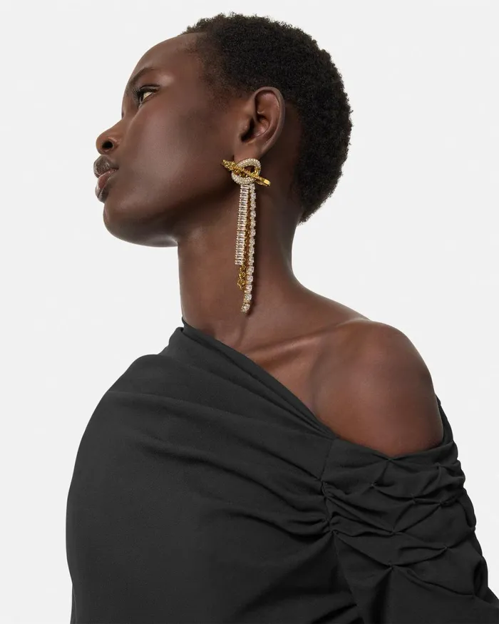 Versace Clash Drop Single Earring Gold Women Earrings