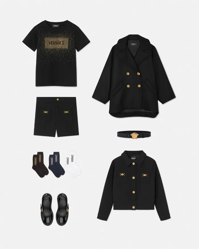 Versace Crystal 03990s Vintage Logo TShirt Black Kids Shirts and Tshirts