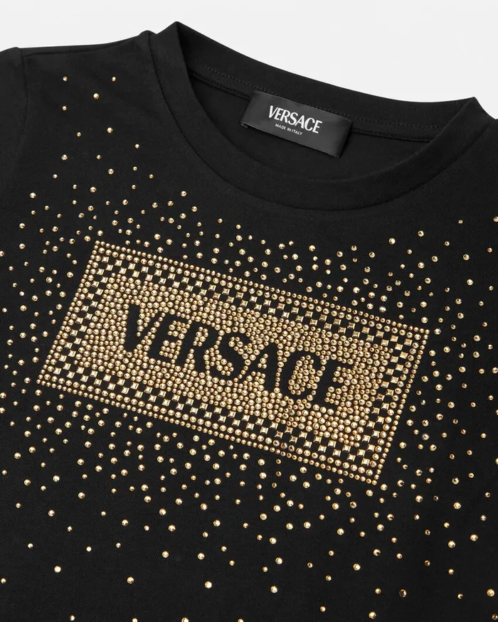 Versace Crystal 03990s Vintage Logo TShirt Black Kids Shirts and Tshirts