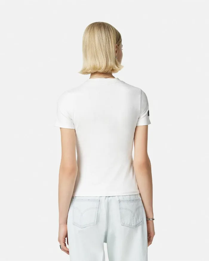 Versace Crystal 1978 ReEdition Logo TShirt White Women TShirts and Sweatshirts
