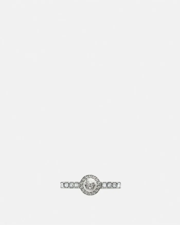 Versace Crystal Gianni Ribbon Ring Silver Women Rings