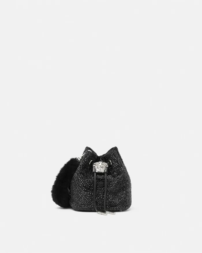 Versace Crystal La Medusa Mini Bucket Bag Blacksilver Women La Medusa