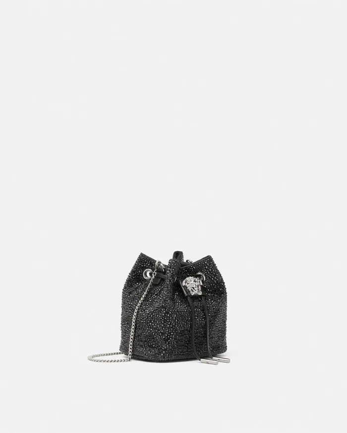 Versace Crystal La Medusa Mini Bucket Bag Blacksilver Women La Medusa