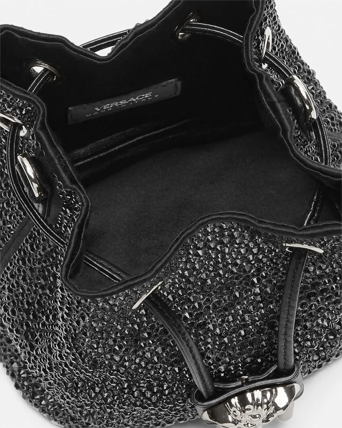 Versace Crystal La Medusa Mini Bucket Bag Blacksilver Women La Medusa