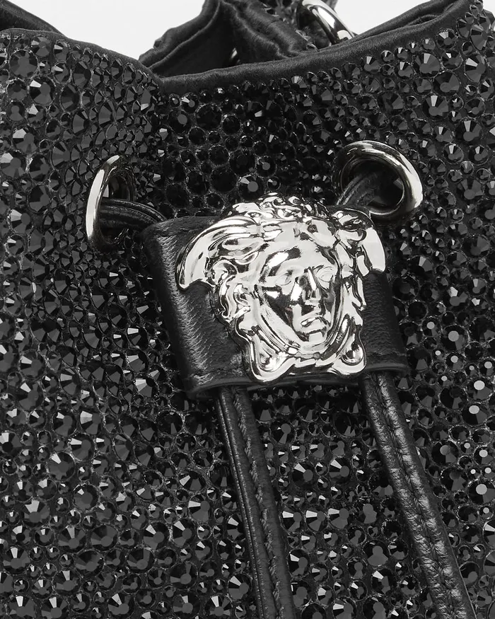 Versace Crystal La Medusa Mini Bucket Bag Blacksilver Women La Medusa