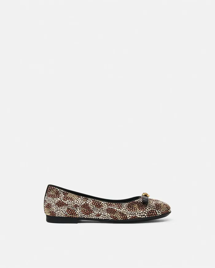 Versace Crystal Leopard Ballerinas Animalier Kids Shoes