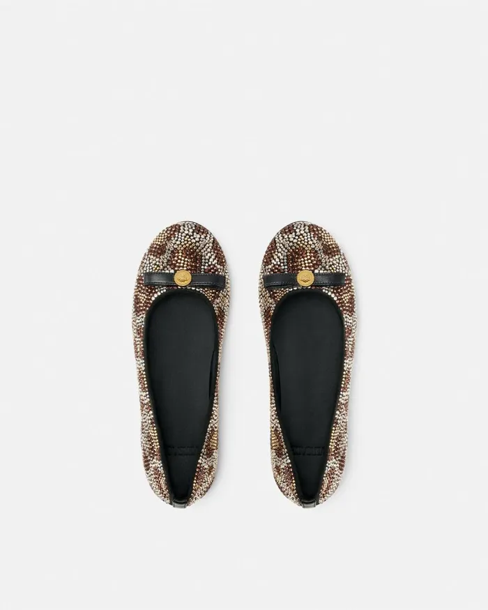 Versace Crystal Leopard Ballerinas Animalier Kids Shoes