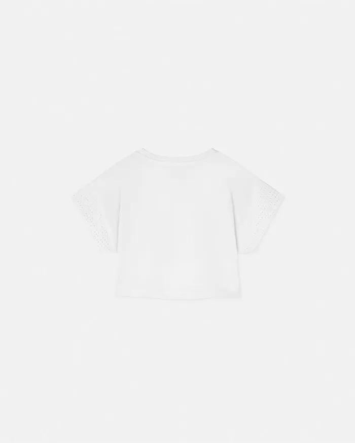 Versace Crystal Medusa Crop TShirt Whitesilver Kids Shirts and Tshirts