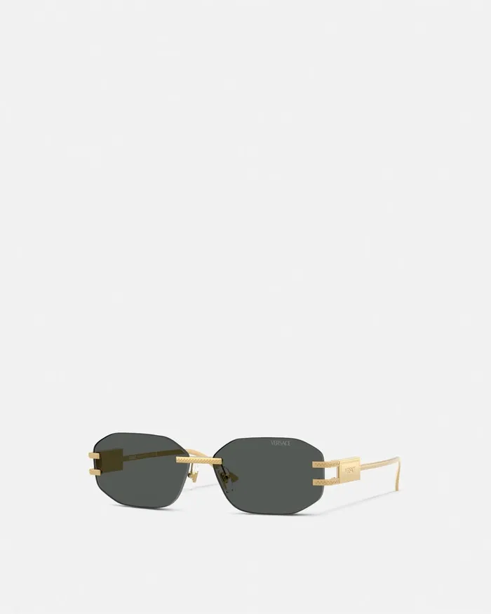 Versace Damier Plaque Sunglasses Blackgold Women Sunglasses