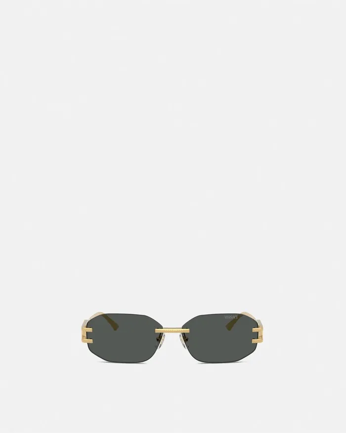 Versace Damier Plaque Sunglasses Blackgold Women Sunglasses