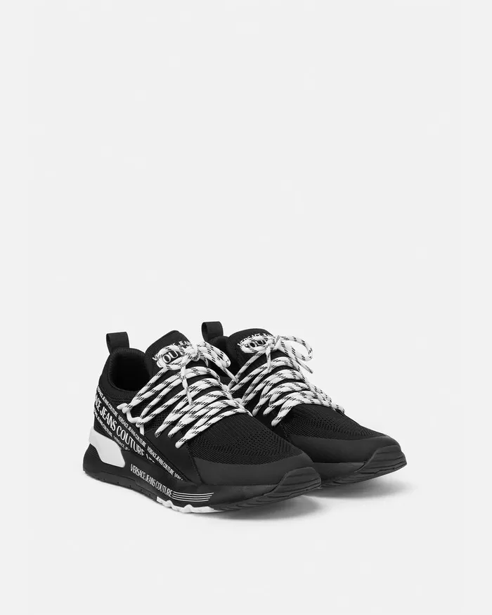 Versace Dynamic Logo Sneakers Blackprint Men Jeans Couture