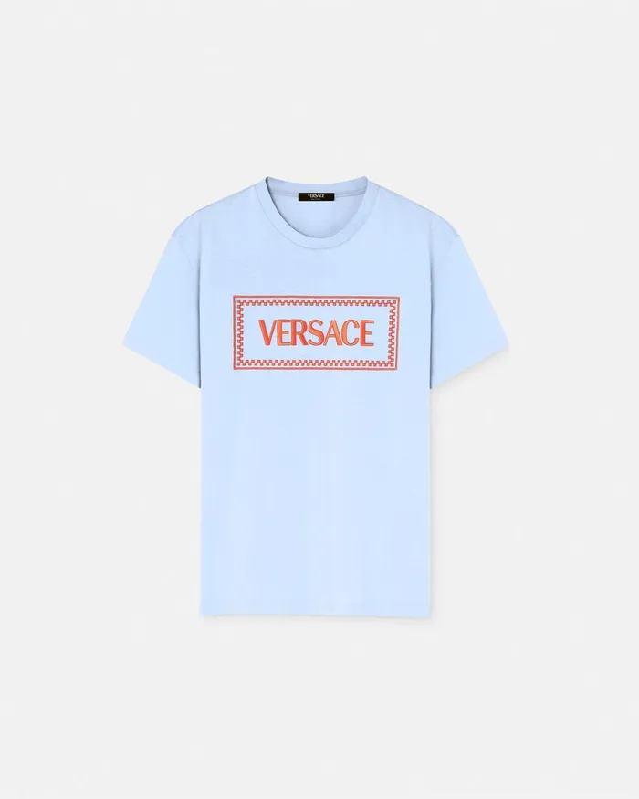 Versace Embroidered 03990s Vintage Logo TShirt Light Blue Men TShirts and Polos Versace Embroidered 03990s Vintage Logo TShirt Light Blue Men TShirts and Polos