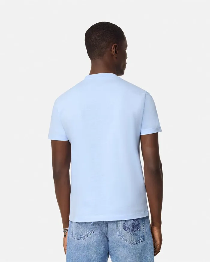 Versace Embroidered 03990s Vintage Logo TShirt Light Blue Men TShirts and Polos